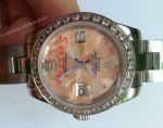 Copy Rolex Datejust Pink Flower Dial Diamond Bezel Watch